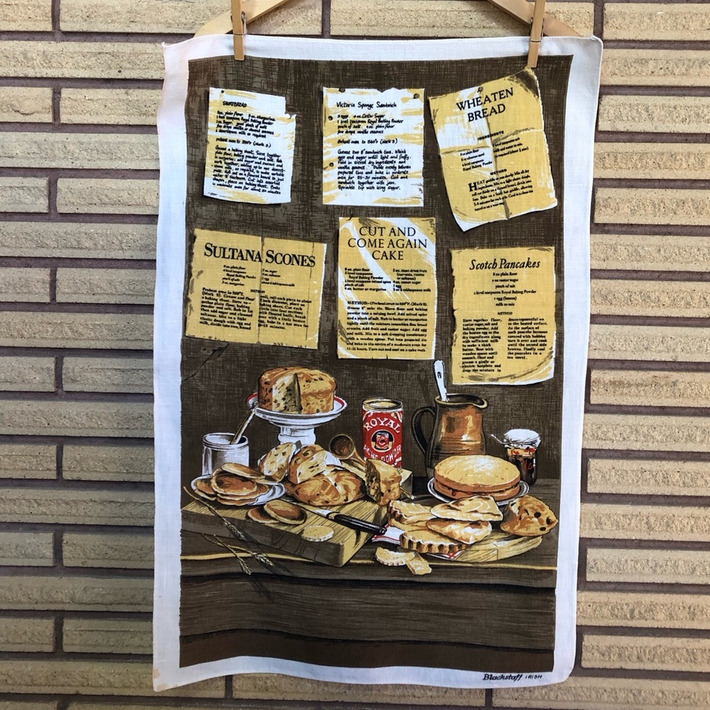 Vintage Scottish Baking Recipes Tea Towel - Irish Linen Tea Towel - Scotland
